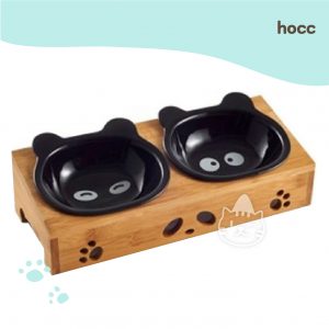 hocc 黑熊貓方形雙碗(黑熊貓陶瓷碗)