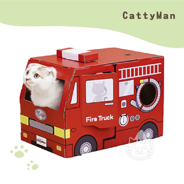 CattyMan貓屋折疊遊玩紙箱-消防車..