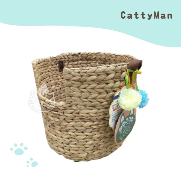 Cattyman綠洲風情手工編織提籃(附軟墊).