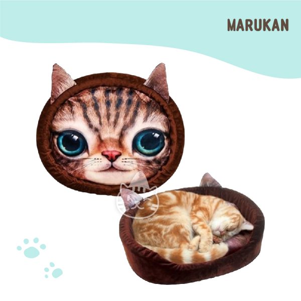 MARUKAN 貓臉寫真舒適軟窩 CT-340(深茶色)