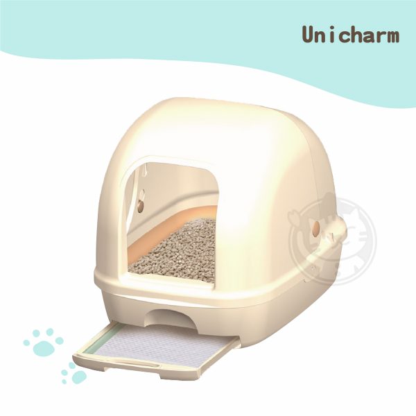 嬌聯Unicharm 雙層屋型全罩貓砂盆 米白色