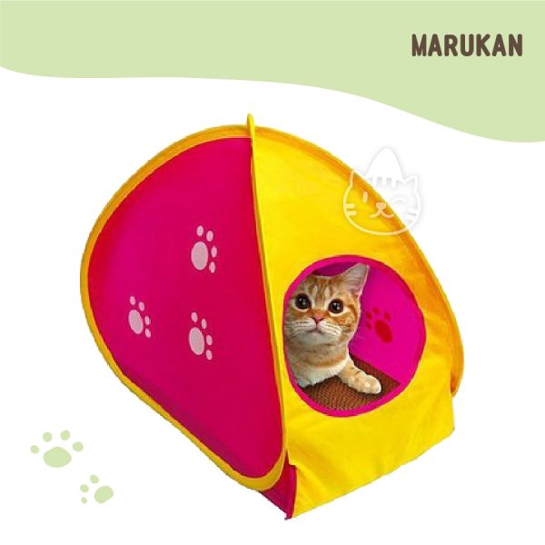 日本MARUKAN 雙出口帳篷造型貓抓板(內附貓草)