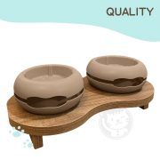 QUALITY雙碗架(咖啡)-(含防蟻碗+內碗兩組)-03