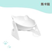 馬卡龍歡樂多功能貓碗 白