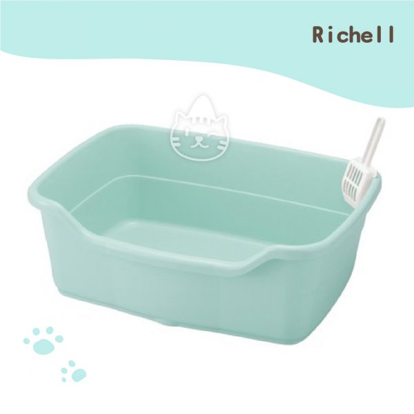 Richell卡羅方形貓便盆(大)-淡藍