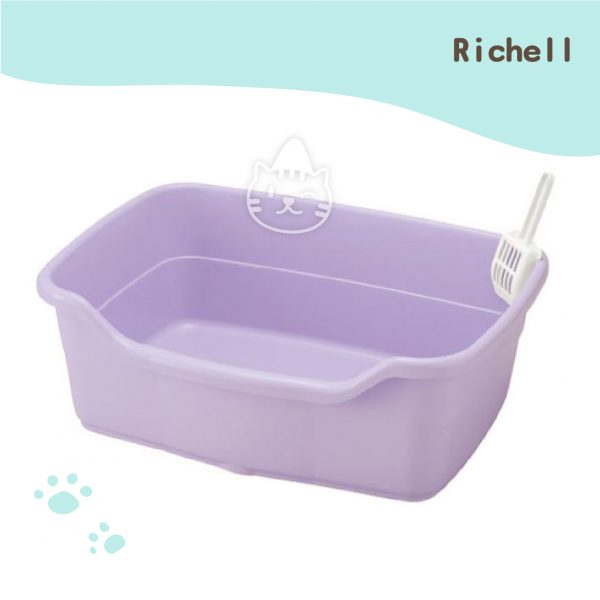 Richell卡羅方形貓便盆(大)-紫色