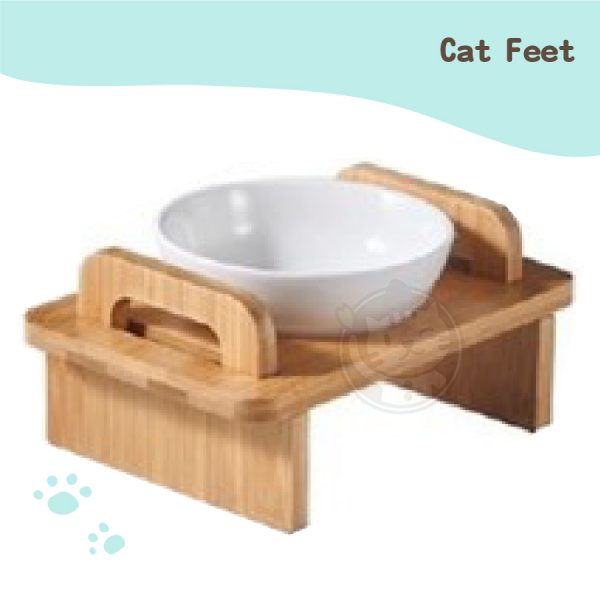 Cat Feet 好好吃飯單碗組(竹製)白陶瓷碗