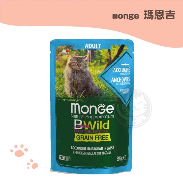 monge瑪恩吉 真野無穀主食餐包-成貓 鯷魚+蔬菜 85g