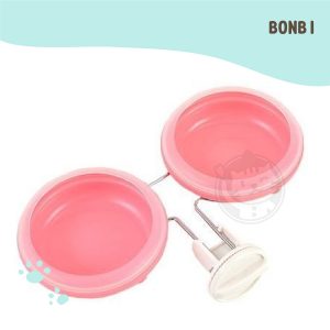 BONBI新型(粉色)雙飲水盤(寵物籠用).