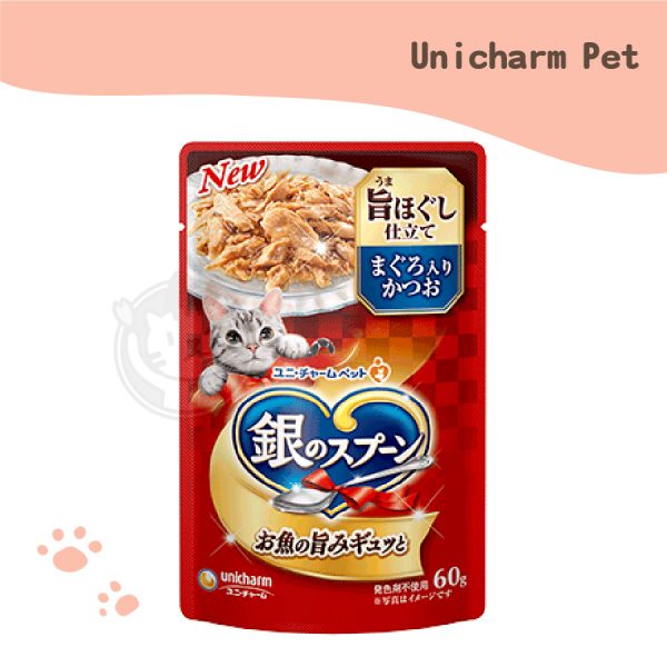 Unicharm Pet 銀湯匙餐包-鬆軟口感 鮪魚+鰹魚 60g