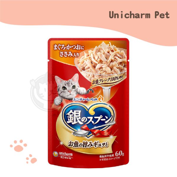 Unicharm Pet 銀湯匙餐包-鮪魚+鰹魚+雞胸肉 60g