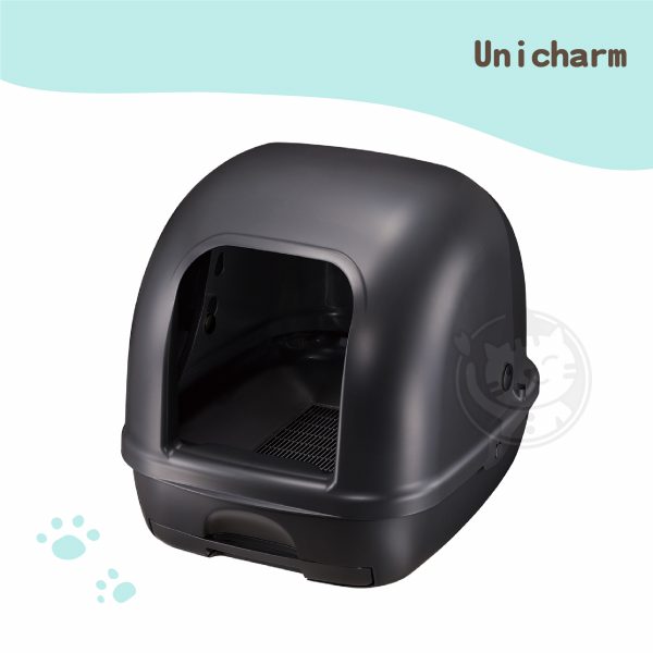 嬌聯Unicharm 雙層屋型全罩貓砂盆 黑色