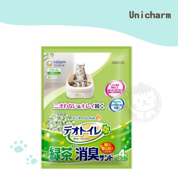 嬌聯Unicharm 一月間消臭抗菌綠茶紙砂 4L