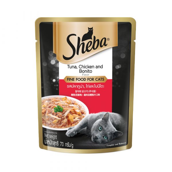 SHEBA鮮饌包 鮪魚雞肉及鰹魚片(魚凍) 貓主食餐包 70g