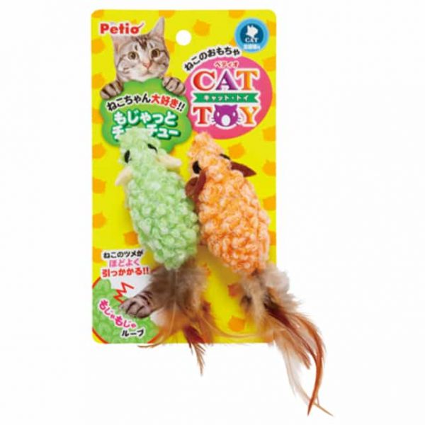 Petio 逗貓玩具-亮彩羽毛鼠 2入