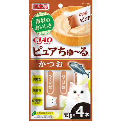 CIAO 啾嚕肉泥(PURE系列)-鰹魚 14g*4p (SC-535) CIAO 啾嚕肉泥(PURE系列)-鰹魚 14g*4p (SC-535)