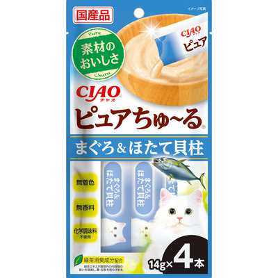 CIAO 啾嚕肉泥(PURE系列)-鮪魚+干貝 14g*4p (SC-532) CIAO 啾嚕肉泥(PURE系列)-鮪魚+干貝 14g*4p (SC-532)