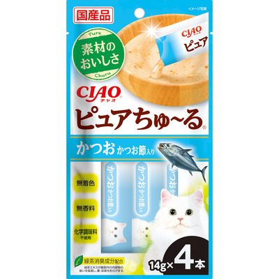 CIAO 啾嚕肉泥(PURE系列)-鰹魚+柴魚片 14g*4p (SC-533) CIAO 啾嚕肉泥(PURE系列)-鰹魚+柴魚片 14g*4p (SC-533)