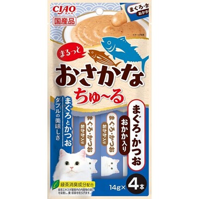 CIAO 啾嚕肉泥 SC-601 雙魚系列(鮪魚+鰹魚+柴魚片) 14gx4入 CIAO 啾嚕肉泥 SC-601 雙魚系列(鮪魚+鰹魚+柴魚片) 14gx4入