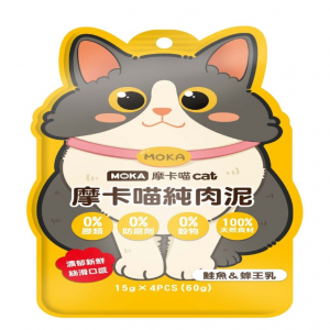 摩卡喵 鮭魚佐蜂王乳 純肉泥 15g＊4入